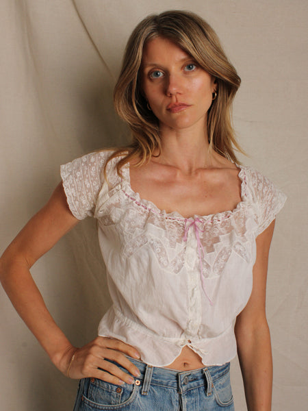 Victorian Lace Insertion Corset Cover