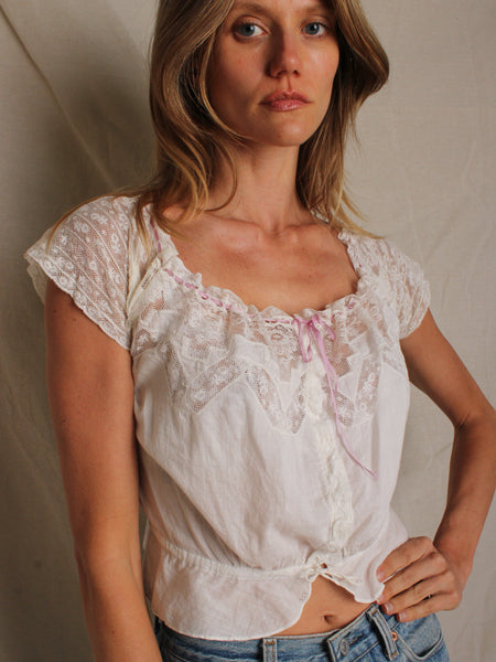 Victorian Lace Insertion Corset Cover