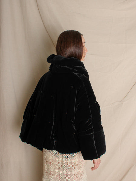 Armani Beaded Velvet Tufted Puff Coat
