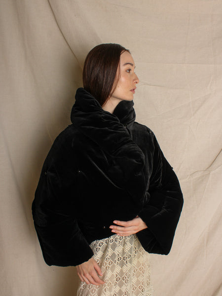 Armani Beaded Velvet Tufted Puff Coat