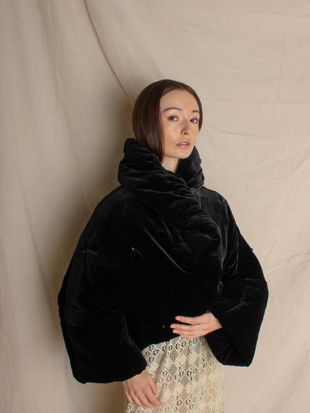 Armani Beaded Velvet Tufted Puff Coat