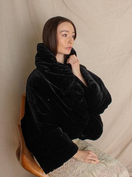Armani Beaded Velvet Tufted Puff Coat