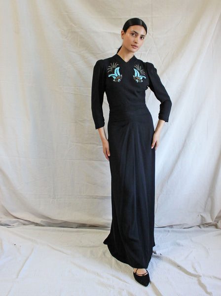 40s Beaded Pocket Gown