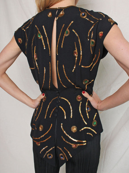 40s Embellished Top w Tails