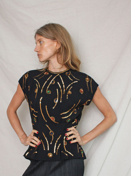 40s Embellished Top w Tails