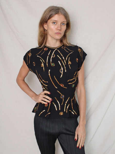 40s Embellished Top w Tails