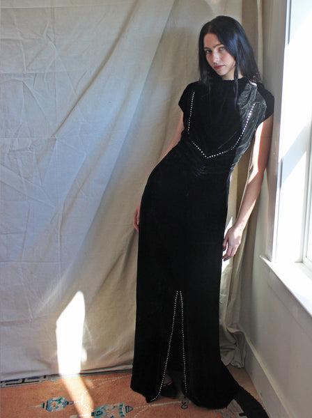 30s Silk Velvet & Rhinestone Gown