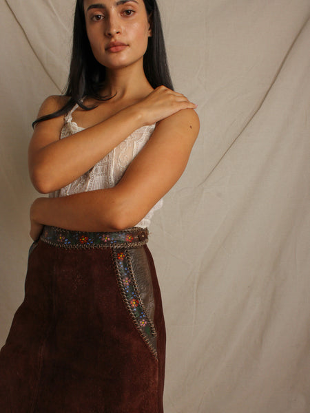 Char Hand Painted Suede Skirt