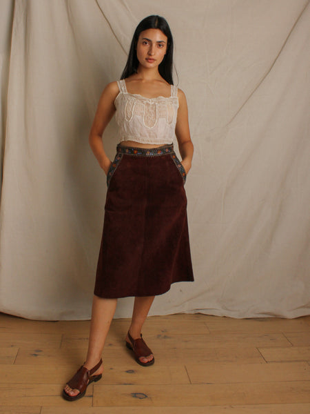 Char Hand Painted Suede Skirt