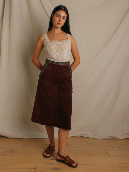 Char Hand Painted Suede Skirt