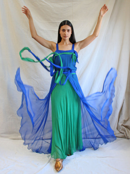 30s Crepe Chiffon Layered Gown