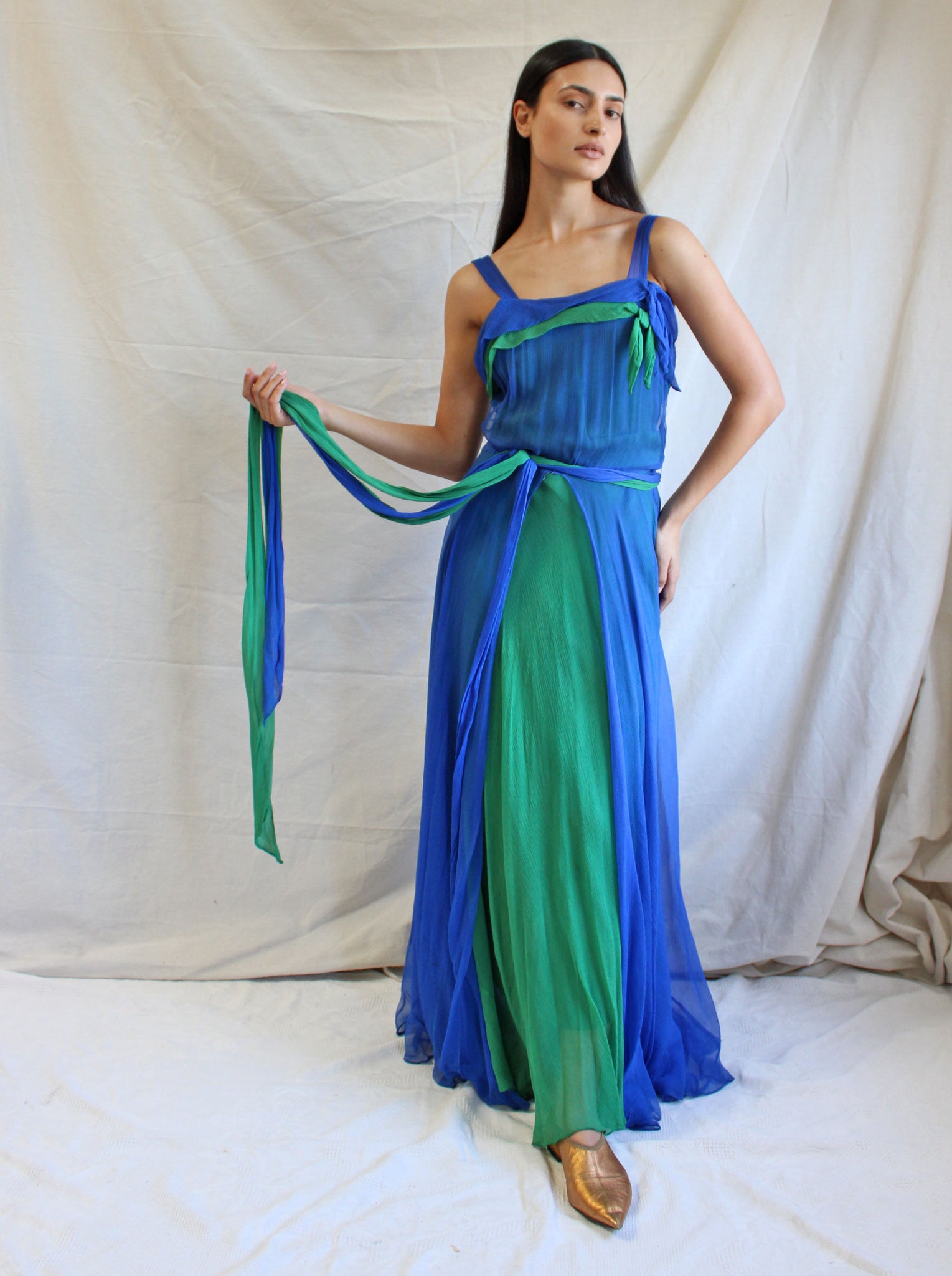 30s Crepe Chiffon Layered Gown