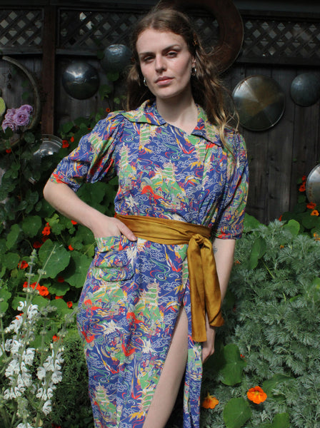 40s Novelty Print Dressing Gown
