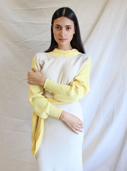 30s Yellow & Cream Wrap Dress