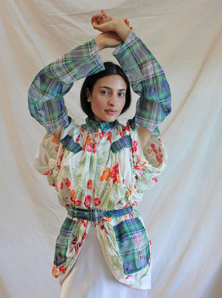 Comme des Garçons Floral & Plaid Jacket Top