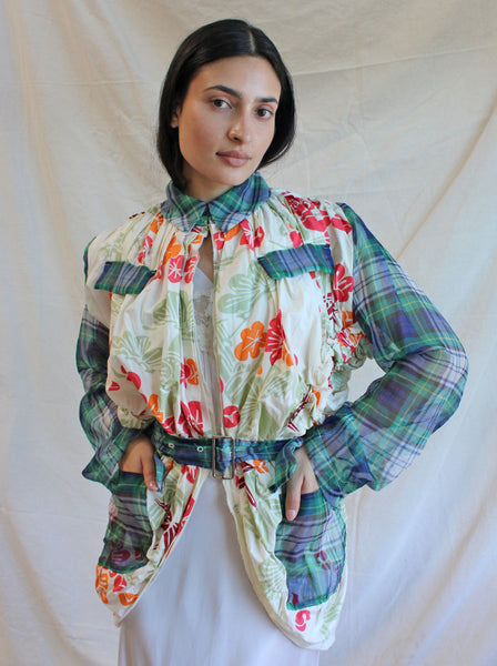 Comme des Garçons Floral & Plaid Jacket Top