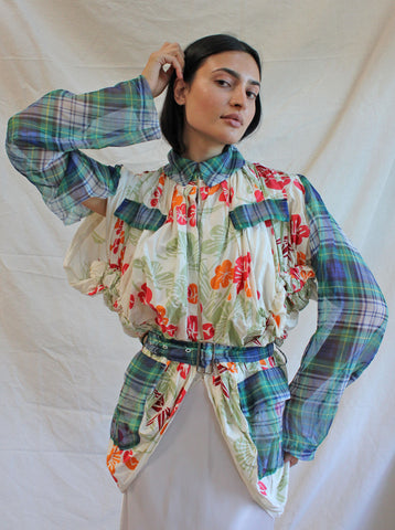 Comme des Garçons Floral & Plaid Jacket Top