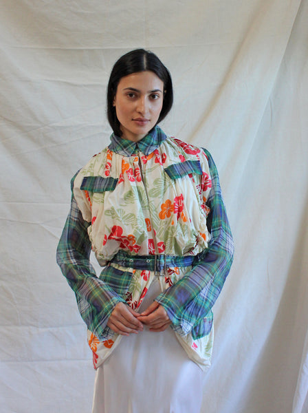 Comme des Garçons Floral & Plaid Jacket Top