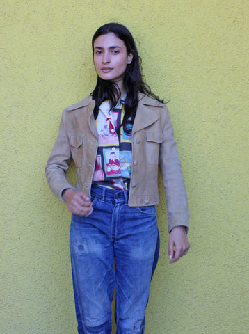 50s Cream Suede Cropped Jacket