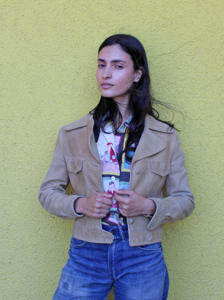 50s Cream Suede Cropped Jacket