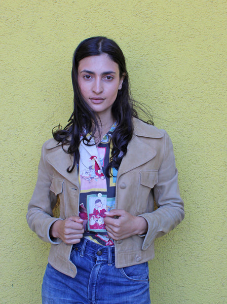 50s Cream Suede Cropped Jacket