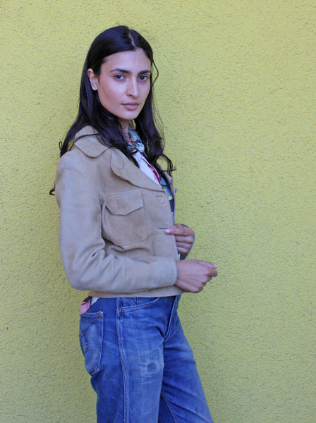 50s Cream Suede Cropped Jacket