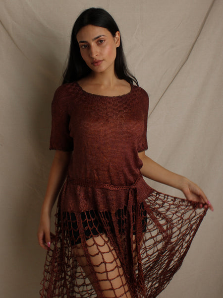30s Bronze Crochet Dress