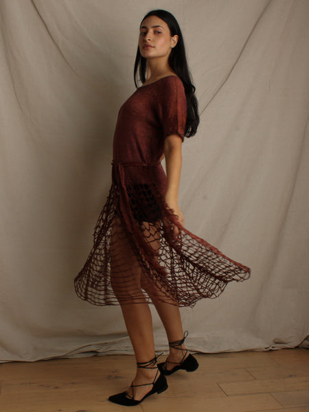 30s Bronze Crochet Dress