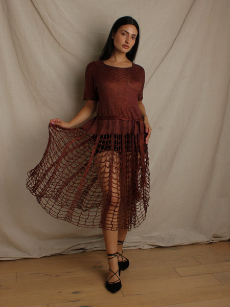 30s Bronze Crochet Dress
