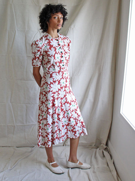 30s Daisy Print Day Dress