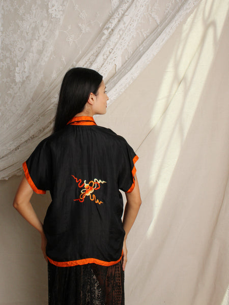 20s Silk Embroidered Dragon Top