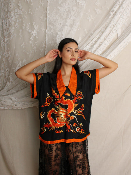 20s Silk Embroidered Dragon Top