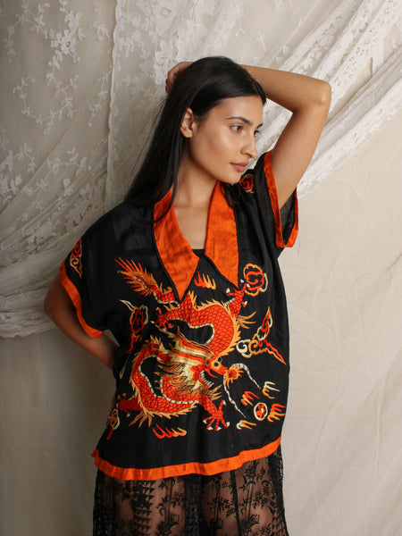 20s Silk Embroidered Dragon Top