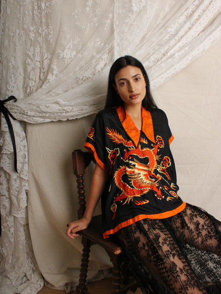 20s Silk Embroidered Dragon Top