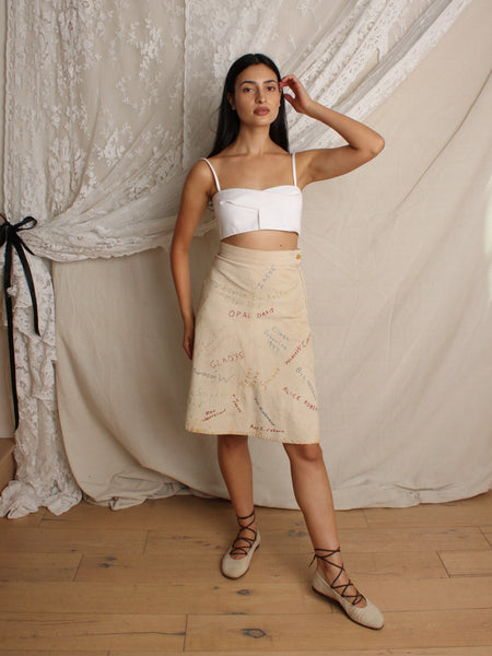 40s Embroidered Signature Senior Cord Skirt