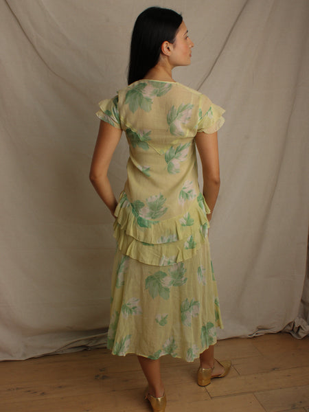 Early 30s Leaf Print Dress