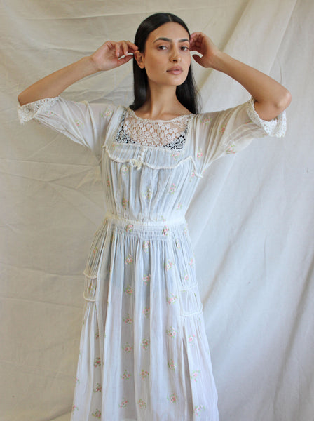 Edwardian Floral Embroidered Dress