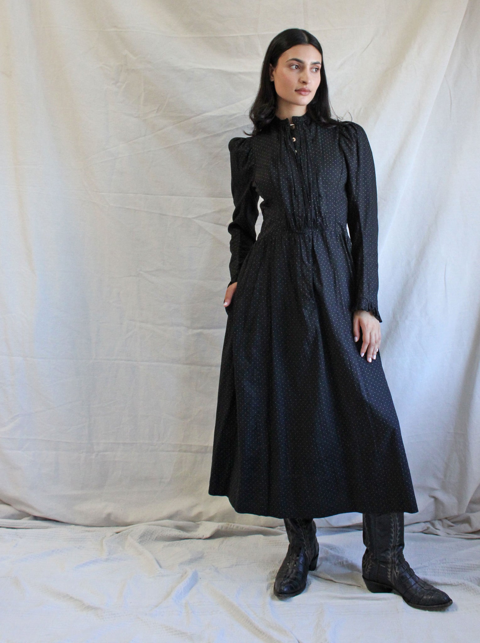 Edwardian Dotted Wrapper Dress