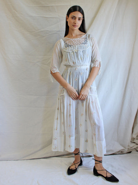 Edwardian Floral Embroidered Dress