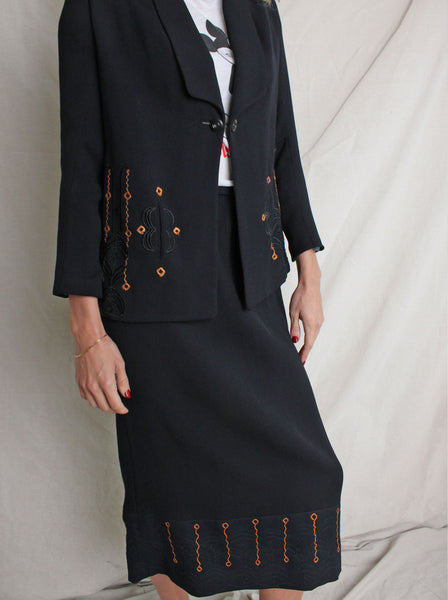 Late 20s Embroidered Skirt Suit