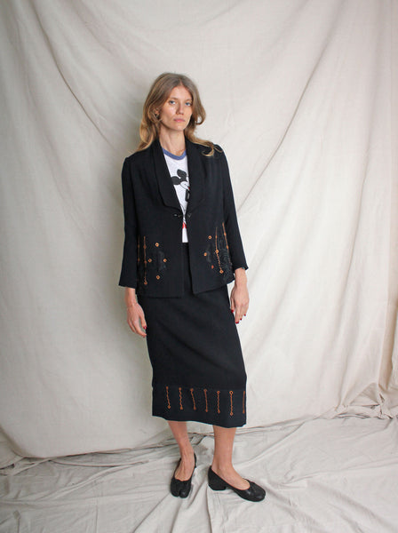 Late 20s Embroidered Skirt Suit