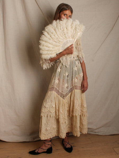 Victorian Ivory Eyelet & Lace Dress