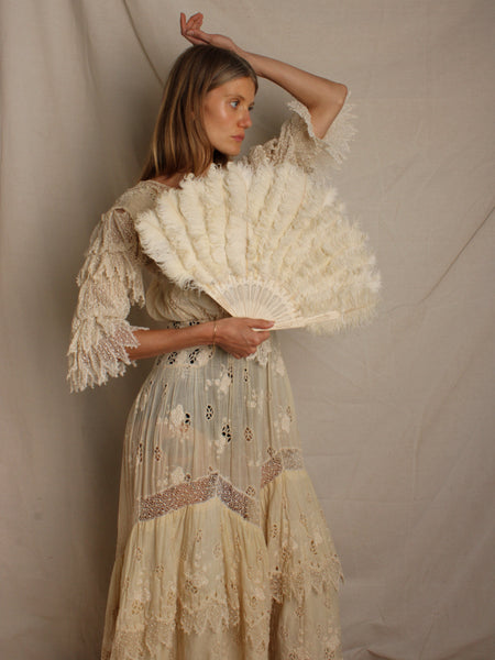 Victorian Ivory Eyelet & Lace Dress