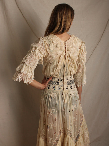 Victorian Ivory Eyelet & Lace Dress