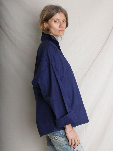 40s French Indigo Smock Top