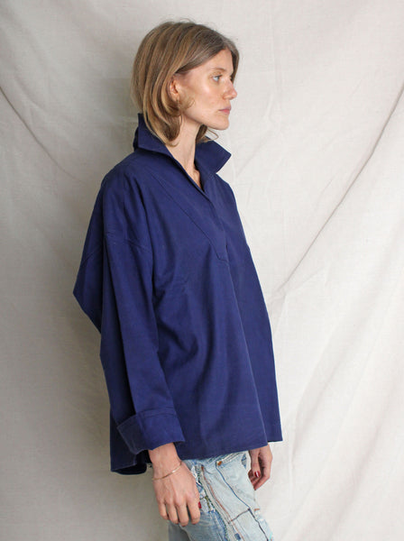 40s French Indigo Smock Top