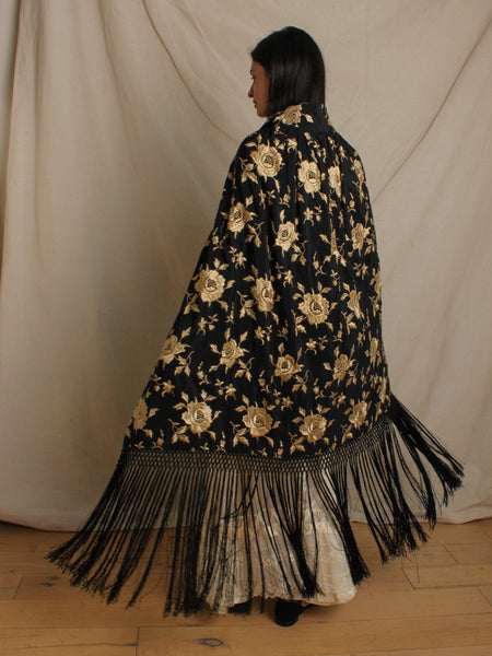 20s Rose Embroidered Silk Cloak