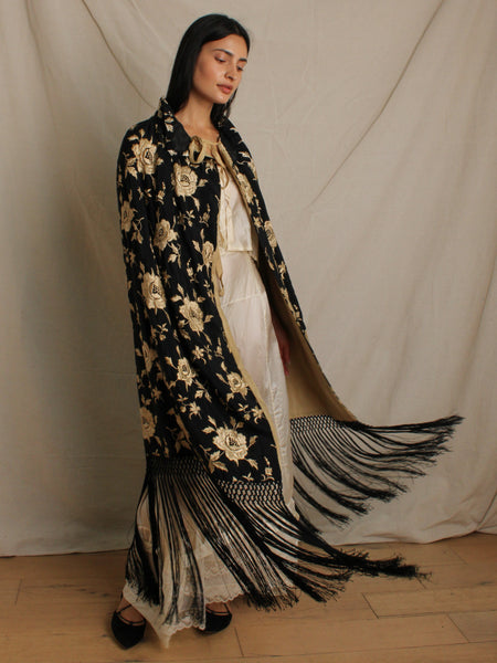 20s Rose Embroidered Silk Cloak