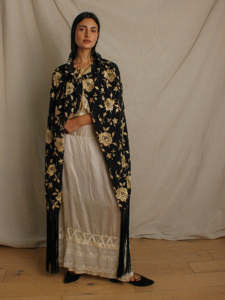 20s Rose Embroidered Silk Cloak