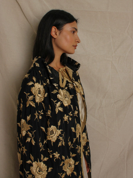 20s Rose Embroidered Silk Cloak